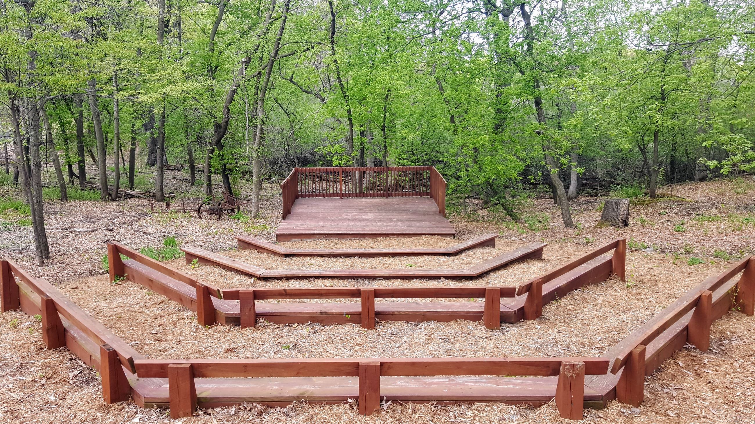 Outdoor Amphitheater with Wooden Benches